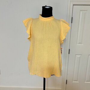 Joe's Jeans Gauze Flutter Sleeve Top Apricot Sherbert Size M NWT